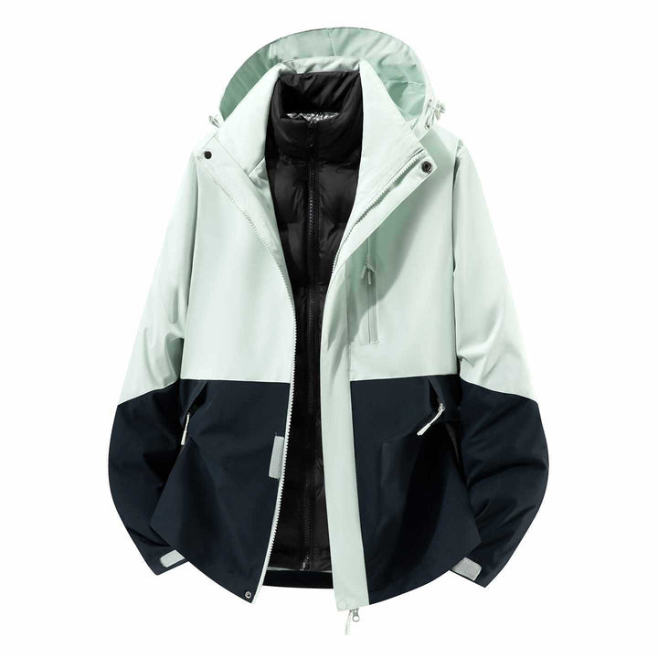 Men's Waterproof Three-Piece Winter Jacket with Removable Down Inner Jacket and Hood Mune Fashion