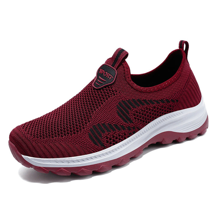Women's light knitted slip-on comfort sneaker with elastic entry, breathable 3D knit, and cushioned EVA wedge sole Mune Fashion