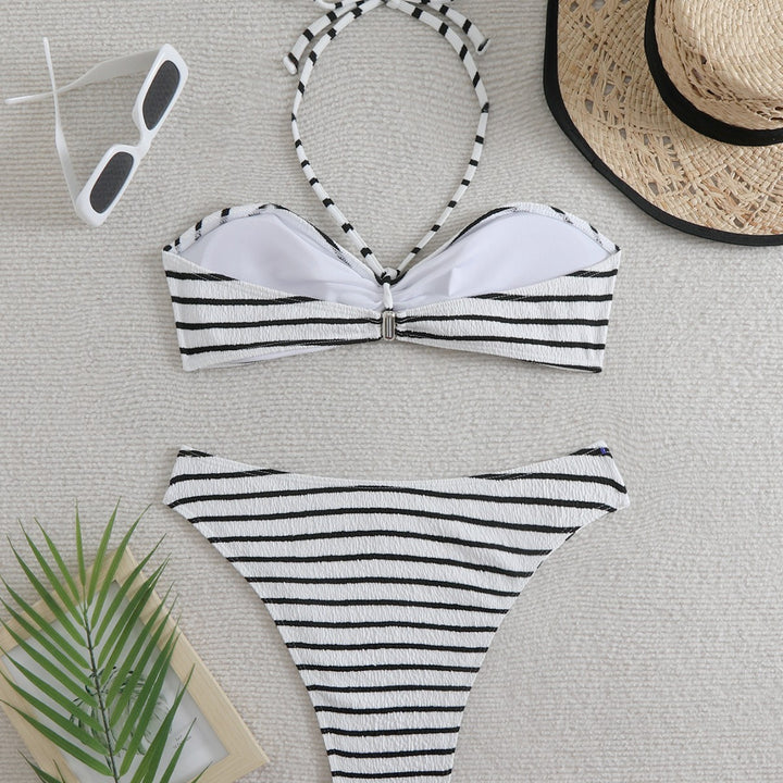 Women's Bandeau Bikini with Chic Stripe Design Mune Fashion