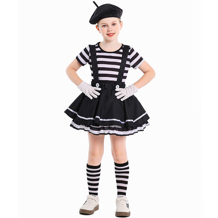 Girl Artist Costume with Striped Top and Ruffled Skirt Mune Fashion