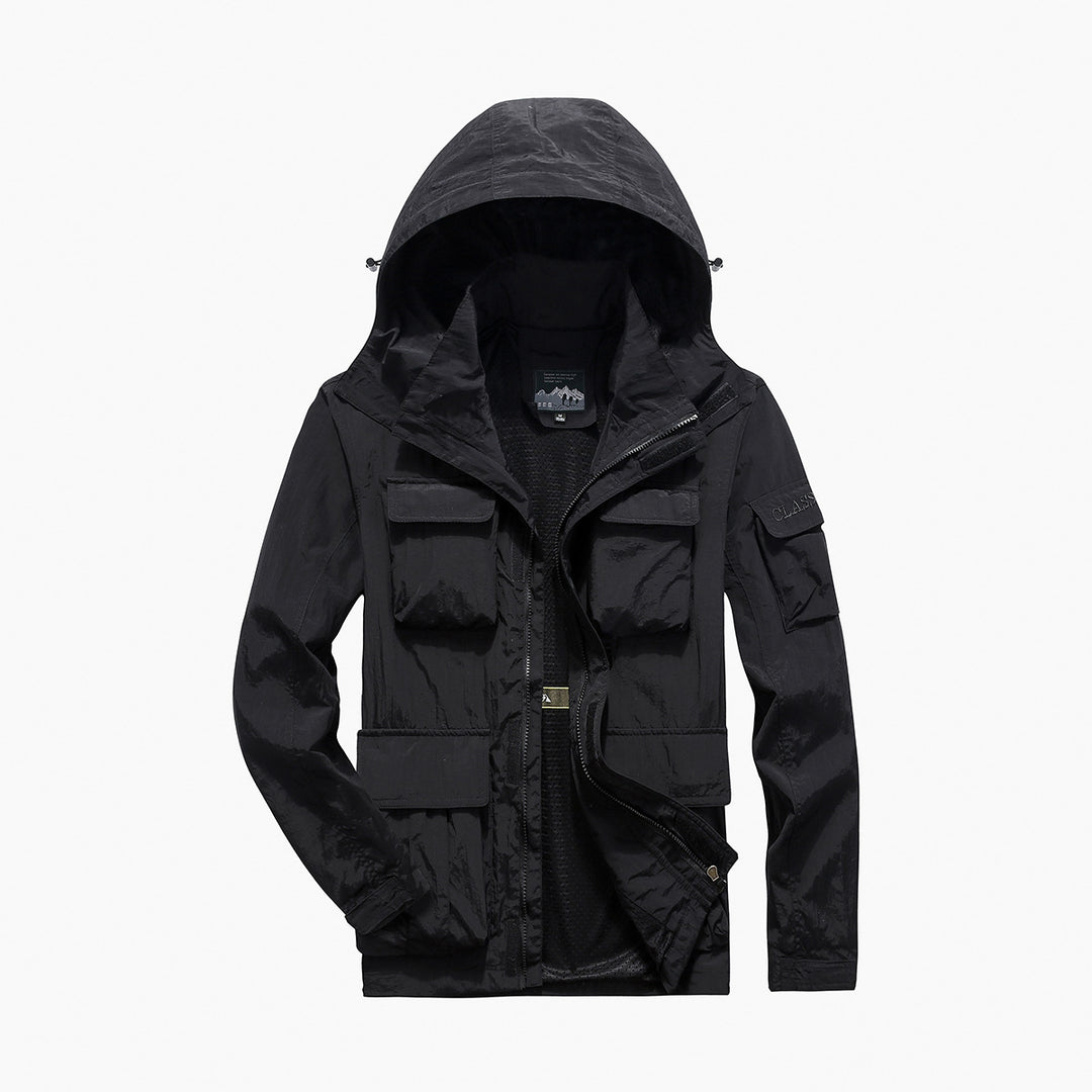 Men's multifunctional utility field jacket with numerous flap and zippered pockets as well as D-ring Mune Fashion