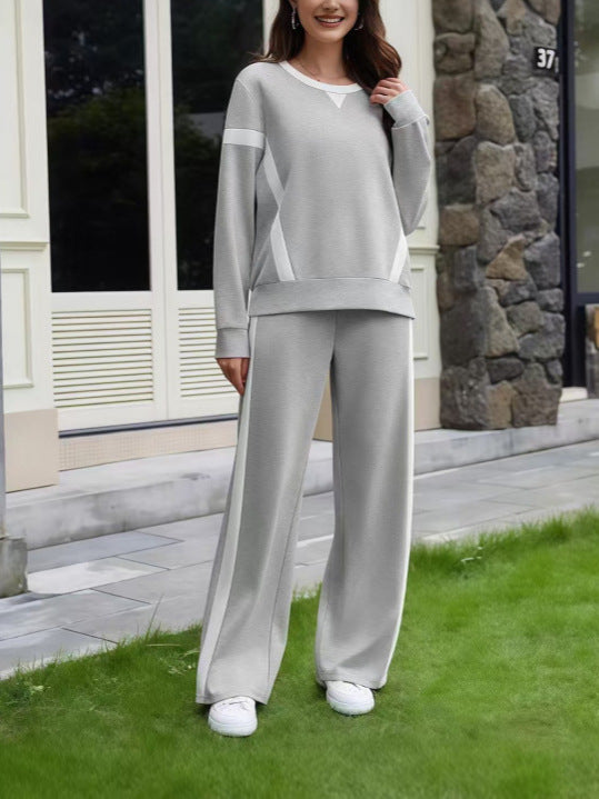 Women’s Lounge Set made of soft jersey with wide leg and contrast stripes Drune