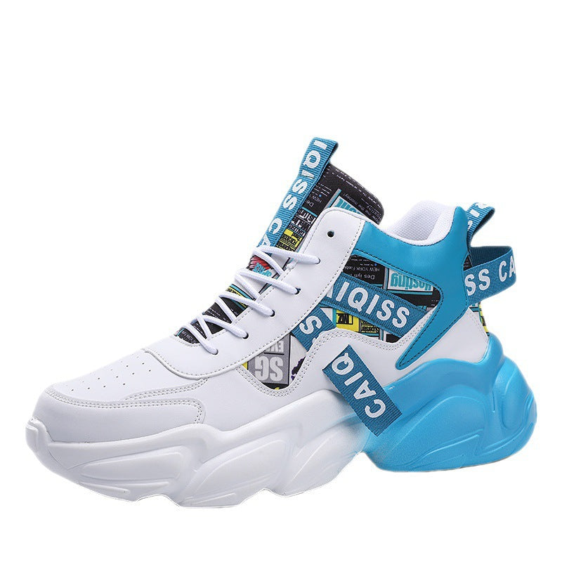 Men's futuristic high-top plateau sneaker with patterned textile mix, padded ankle collar and sculpted EVA sole Mune Fashion