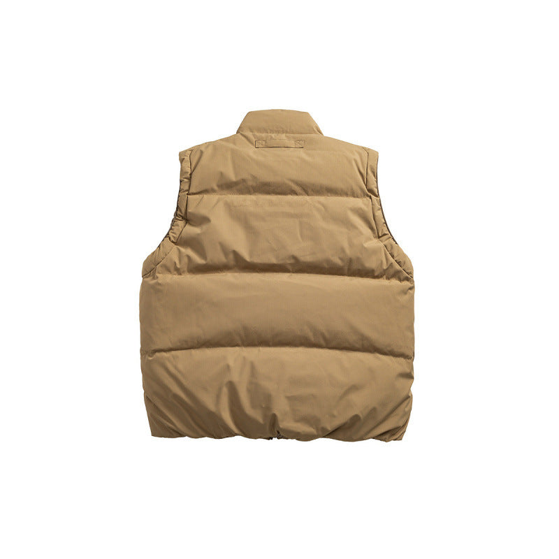 Unisex Padded Stand-Up Collar Vest with Two-Way Zipper and Drawstring Details Mune Fashion