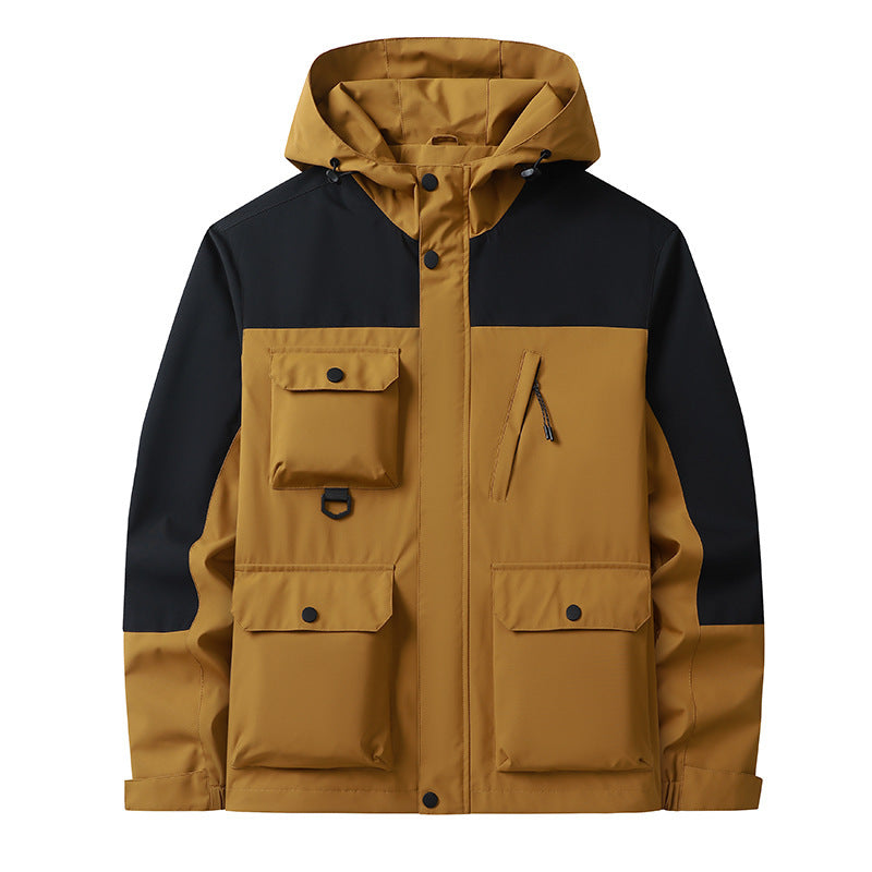 Men's Technical Utility Field Jacket with Hood, Multiple Pockets and Wind-Resistant Shell Mune Fashion