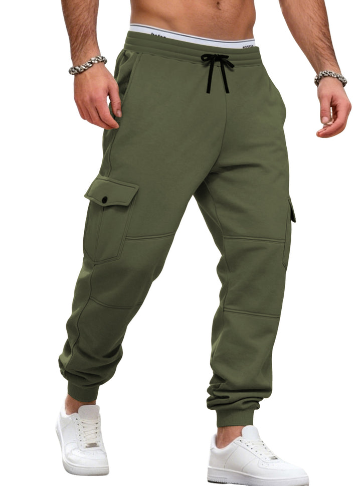 Men's casual jogging pants with cargo pockets, drawstring, and ribbed ankle hem Mune Fashion