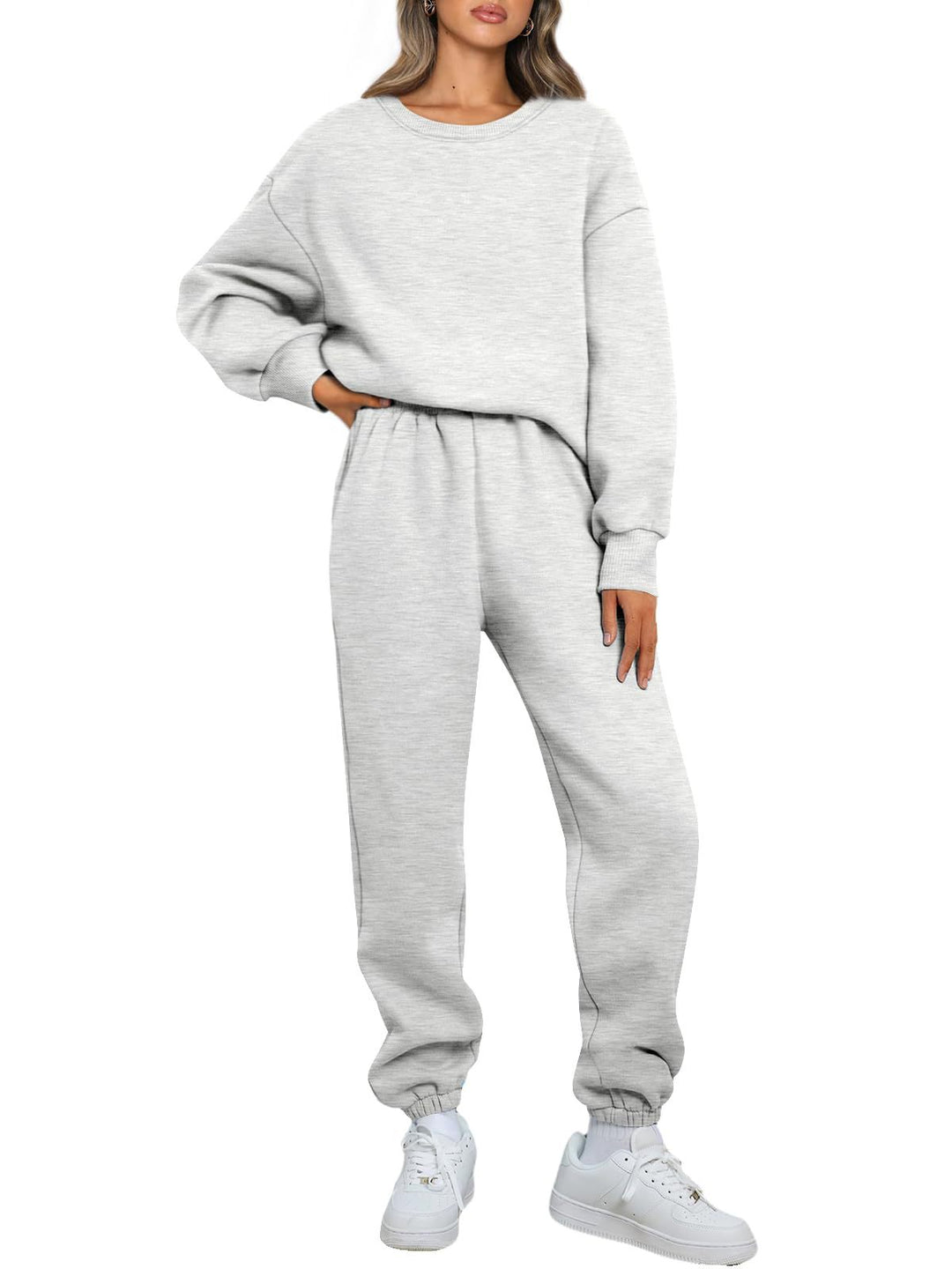 Women's cozy two-piece lounge set made of French terry with oversized sweatshirt and fitted joggers Mune Fashion