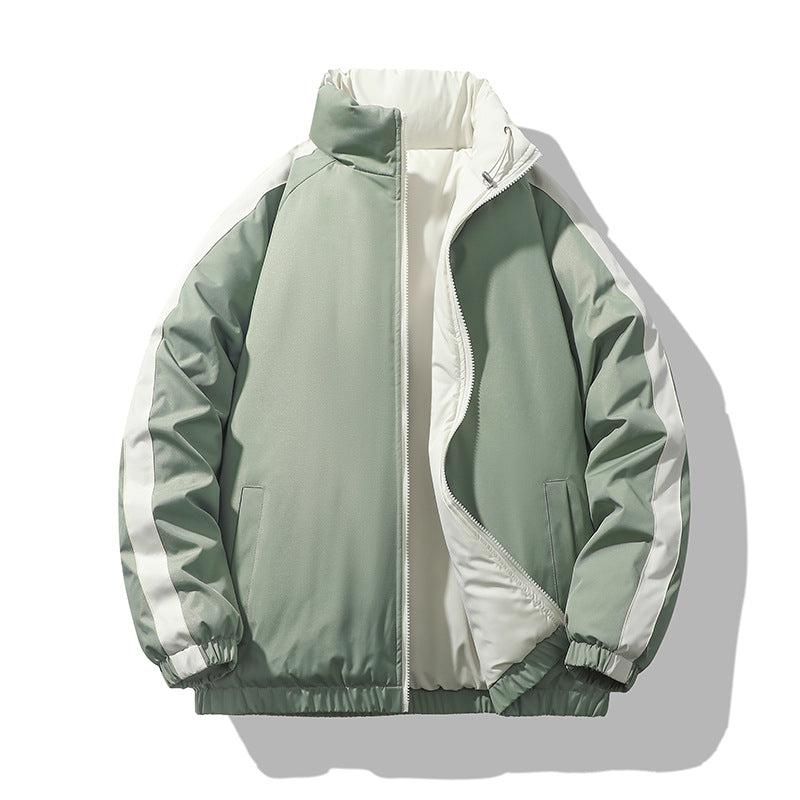 Men's short-cut thermo puffer jacket with high, adjustable stand collar and contrasted inner lining Mune Fashion