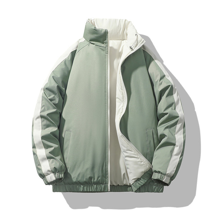 Men's short-cut thermo puffer jacket with high, adjustable stand collar and contrasted inner lining Mune Fashion