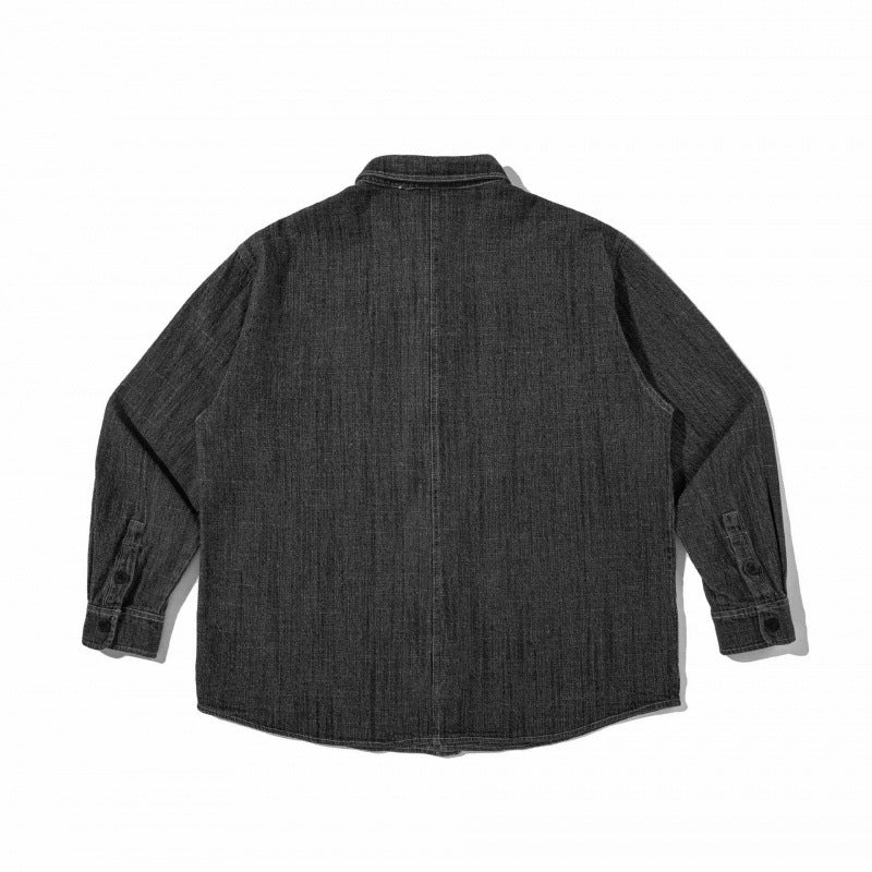 Unisex Boxy Denim Overshirt in Worker Look with Patch Pockets and Rounded Hem Mune Fashion