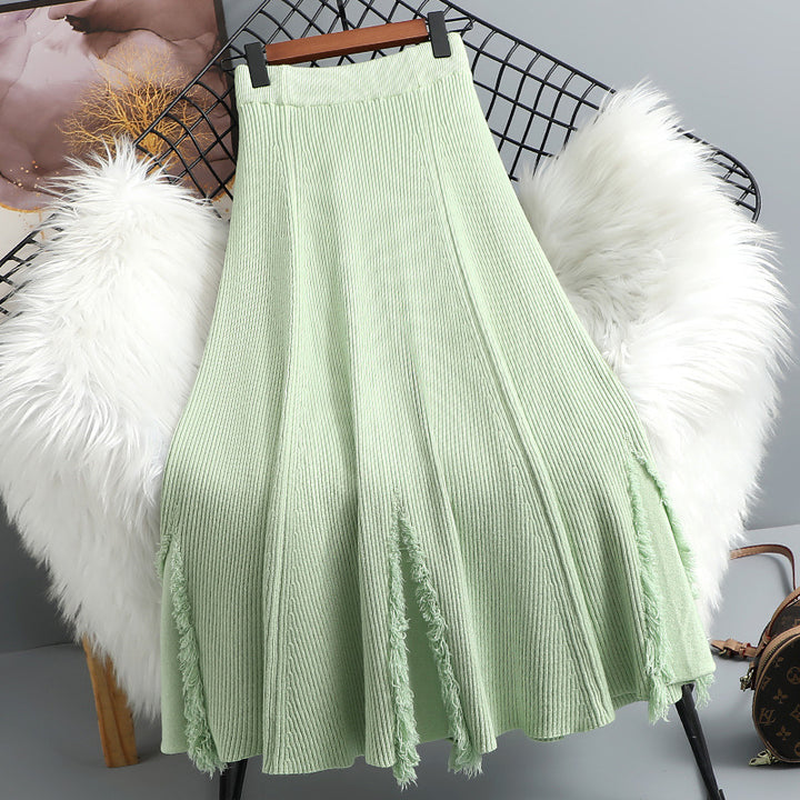 Ladies Flowing Pleated Skirt with Fringes Mune Fashion