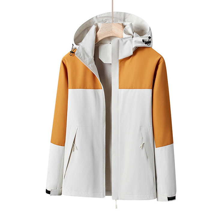 Men's Lightweight Windproof Softshell Rain Jacket with Hood and Contrast Trim Mune Fashion