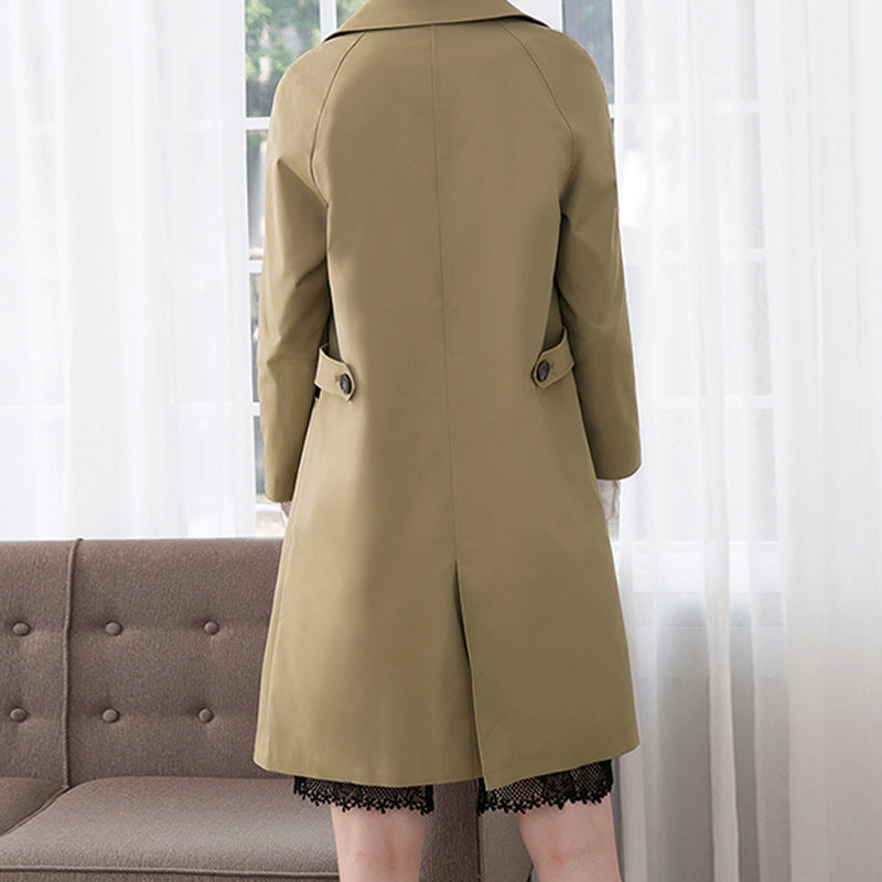 Women's Fashionable Trench Coat with Double Button Placket Mune Fashion
