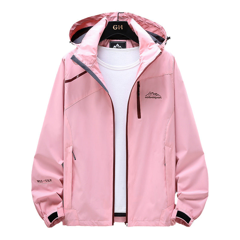 Women Lightweight Water-Repellent Outdoor Jacket with Hood, Chest Zip and Adjustable Cuffs Mune Fashion