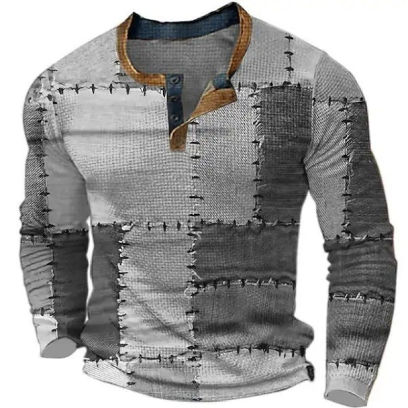 Men's sporty long-sleeve shirt with button placket Mune Fashion