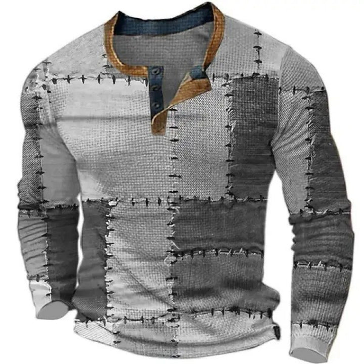 Men's sporty long-sleeve shirt with button placket Mune Fashion