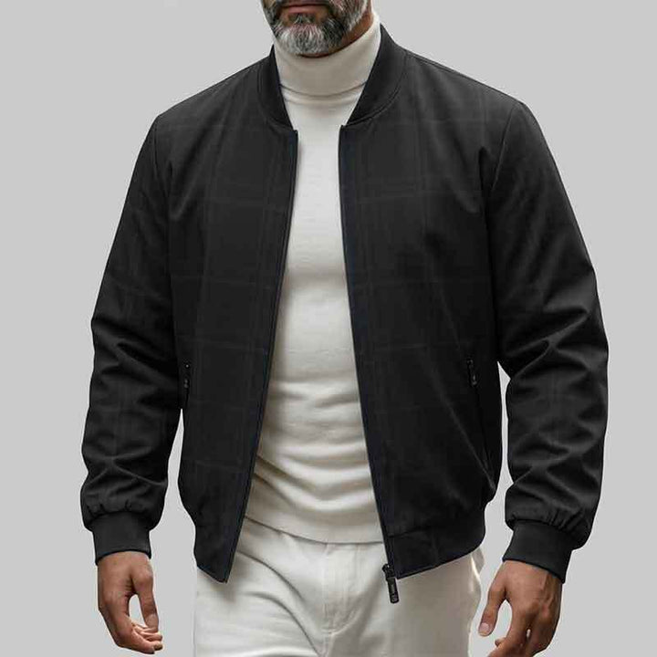 Men's Fashionable Bomber Jacket with Checkered Pattern Mune Fashion
