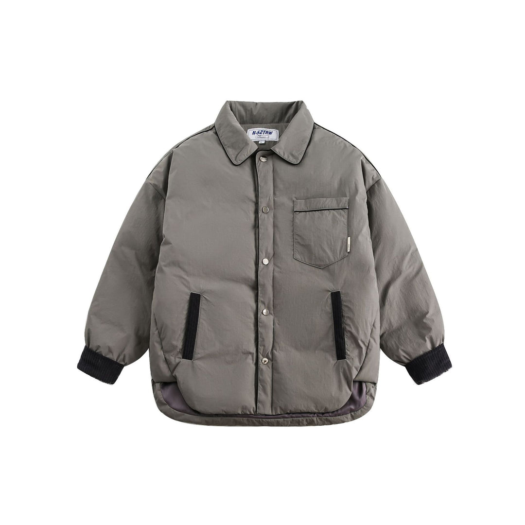 Unisex Short Cut Quilted Blouson Jacket with Shirt Collar and Cord Cuffs Mune Fashion