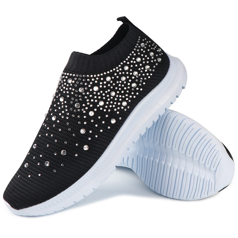 Women’s Elastic Knit Sneakers with Gemstone Detailing Mune Fashion