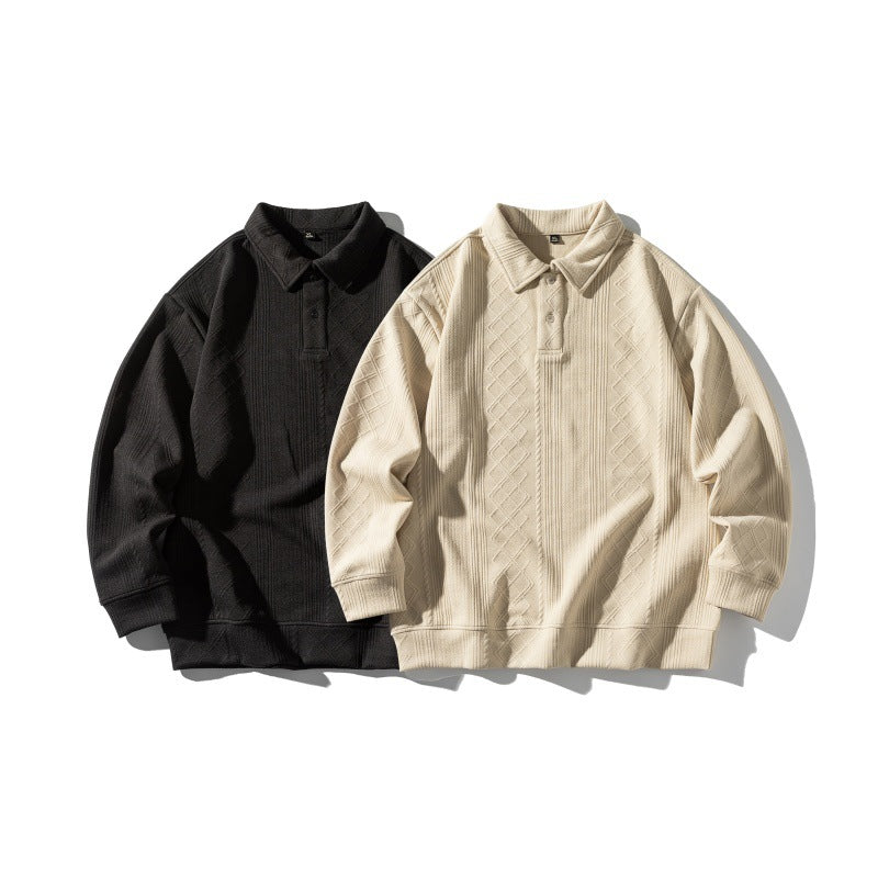 Unisex Structured Polo Shirt - Oversized Knit Sweater with Cable and Diamond Knit Mune Fashion