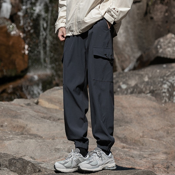 Men's Wide Relaxed Cargo Leisure Pants with Drawstring Waist & Multifunctional Pockets Mune Fashion