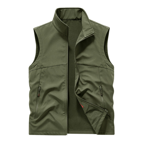 Men's breathable softshell outdoor vest with high closing stand-up collar and fleece-lined interior Mune Fashion