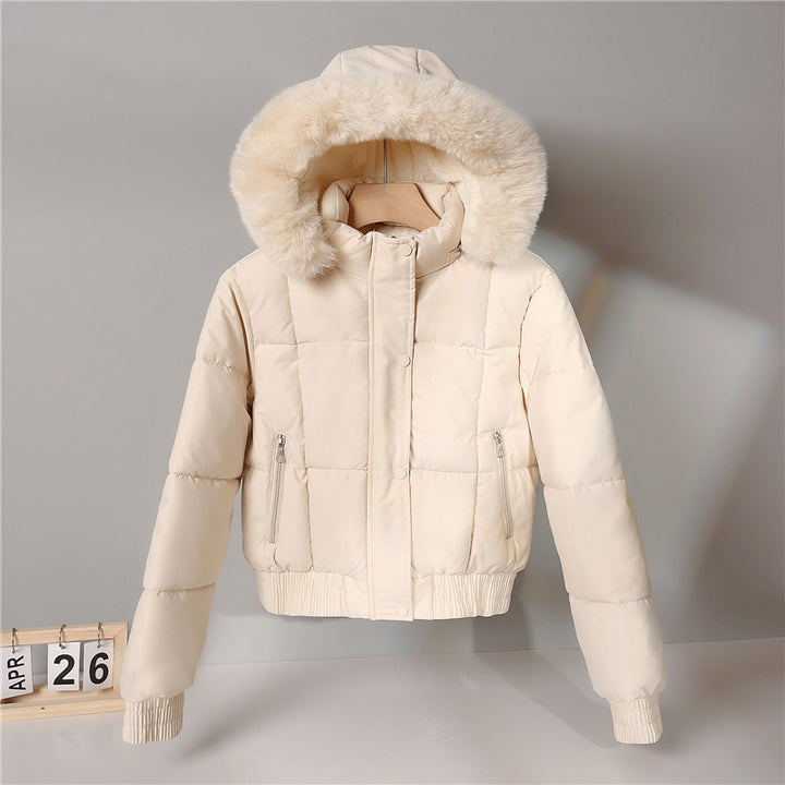 Women’s quilted bomber jacket with hood and faux fur trim Mune Fashion