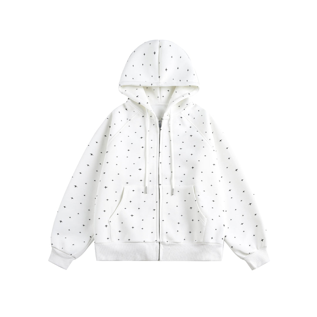 Unisex Oversized Hoodie Jacket with Star Print and Full Zip Mune Fashion