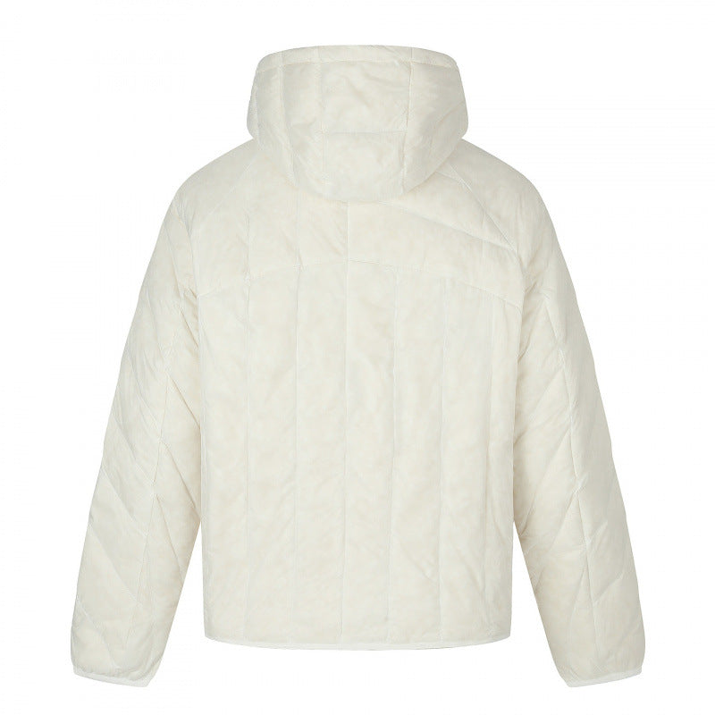 Unisex Short cut quilted hooded jacket with diagonal quilting and elastic hem Mune Fashion