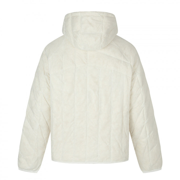 Unisex Short cut quilted hooded jacket with diagonal quilting and elastic hem Mune Fashion
