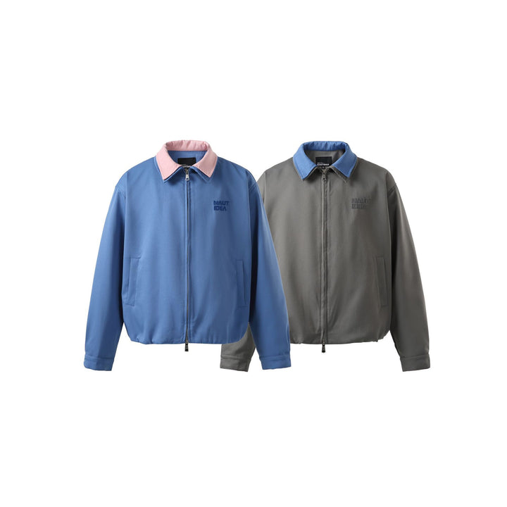 Men's Boxy Transition Blouson with Contrast Collar and Two-Way Zipper Mune Fashion
