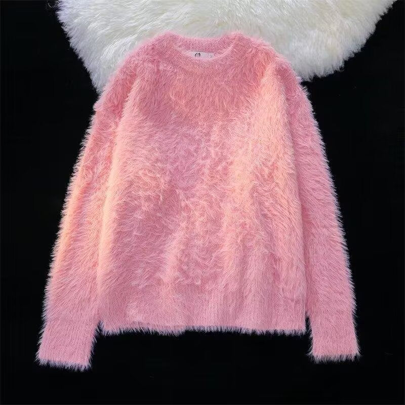 Women Soft Chunky Knit Sweater with Round Neckline Mune Fashion