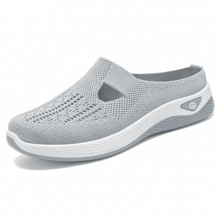 Ladies breathable knitted slip-on clog with side cut-out opening, cushioning EVA and PU midsole Mune Fashion