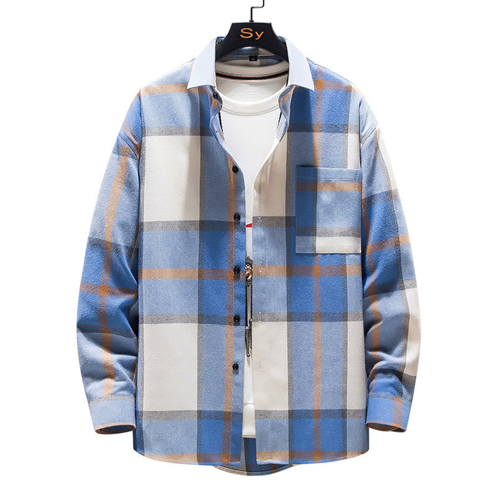 Men's checkered flannel shirt jacket in oversized cut with patch chest pocket Mune Fashion