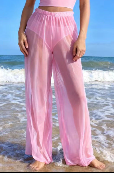 Women's palazzo pants with elegant transparent accents Mune Fashion