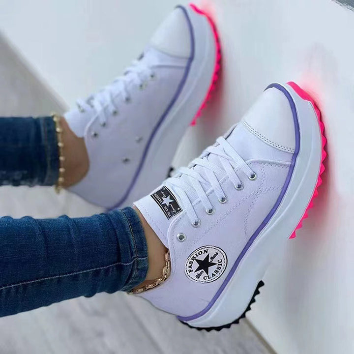 Women’s Canvas Platform Sneakers with serrated profile sole Mune Fashion