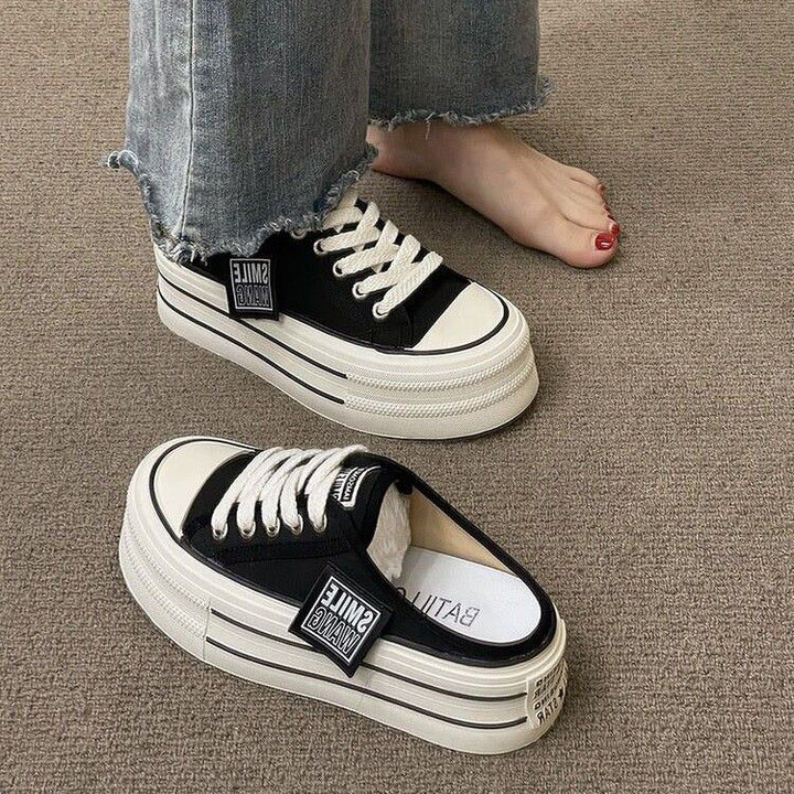 Women's Casual Canvas Sneakers with Durable Upper Material and Distinctive Design Mune Fashion