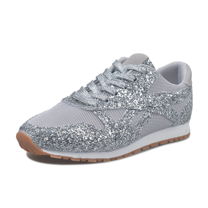 Women's Glitter Sneakers with Breathable Mesh and Profiling Rubber Sole Mune Fashion