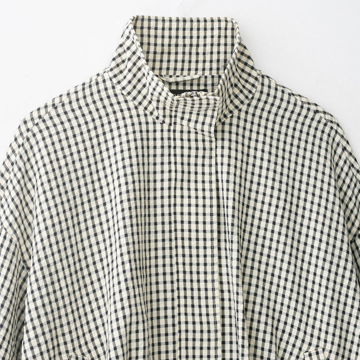 Women's Oversize Cropped Jacket with Stand-up Collar, Boxy Silhouette and Patch Pockets Mune Fashion