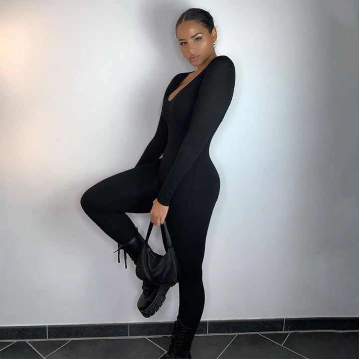 Women's Long Sleeve Bodycon Jumpsuit Mune