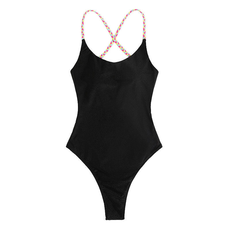 Women High-Cut One-Piece Swimsuit with Elegant Braided Strap Design Mune Fashion