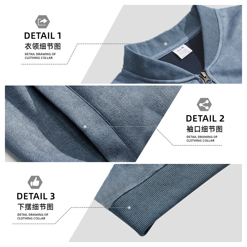 Men's suede bomber jacket with elastic ribbed cuffs Mune Fashion