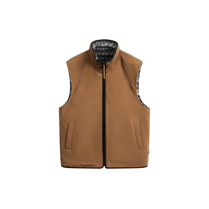 Unisex Padded Fleece Vest in Norwegian Design with Stand Collar and Two-Way Zipper Mune Fashion