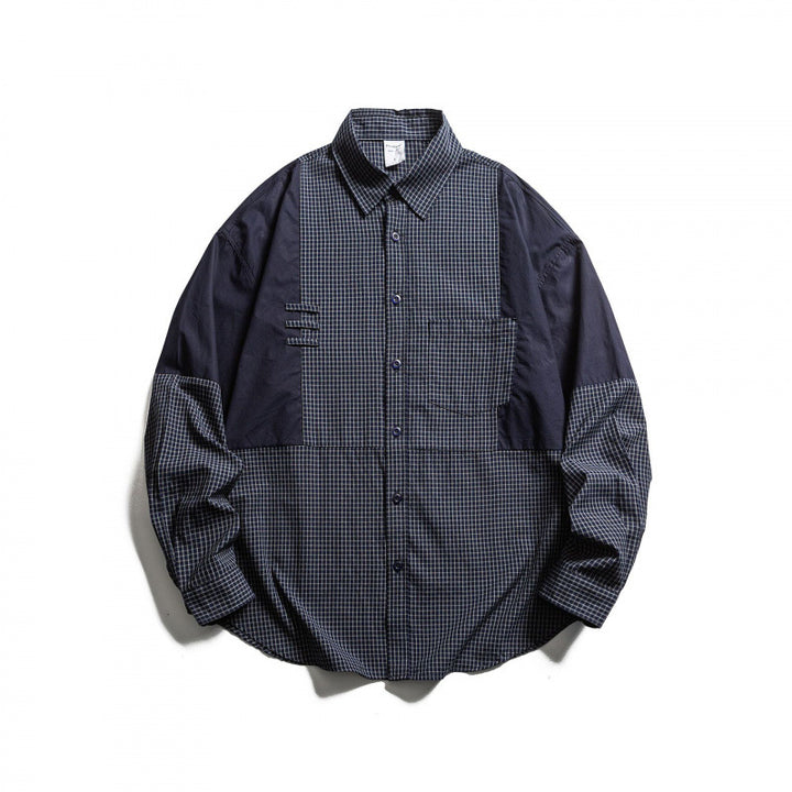 Men's Patchwork Overshirt in Check Mix with Contrast Panels Mune Fashion