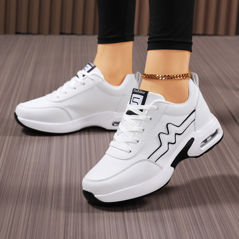 Women's fashionable sneakers with molded side wave, cushioned air capsule heel, and ergonomic platform footbed Mune Fashion