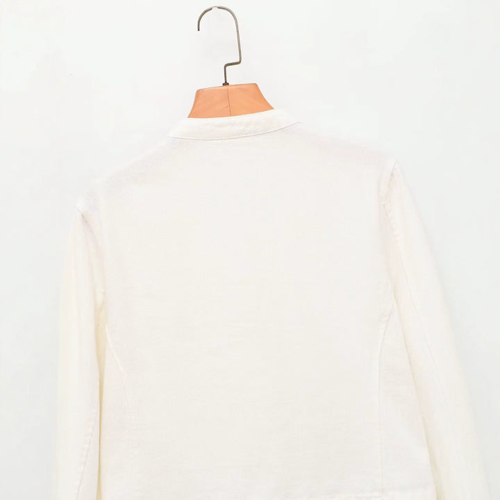 Women's military-style jeans jacket with stand-up collar and decorative button plackets Mune Fashion