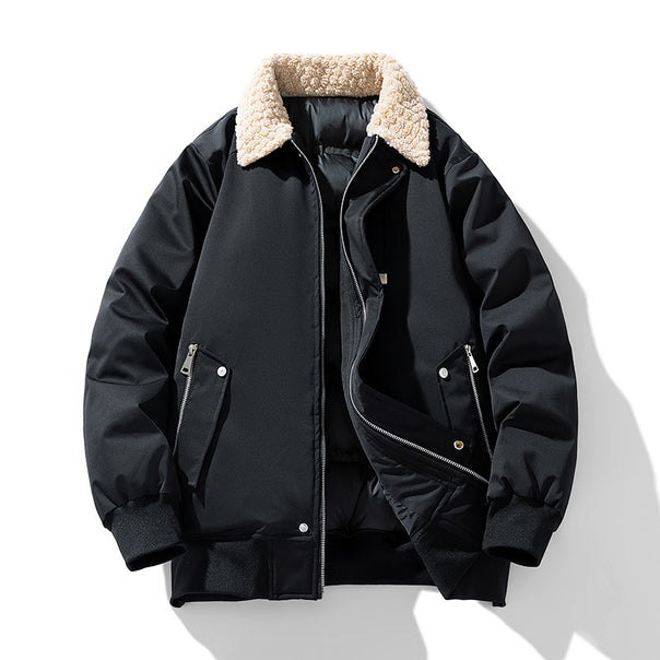 Men's  premium sherpa-collar insulated aviator bomber with storm flap and zippered angled pockets Mune Fashion