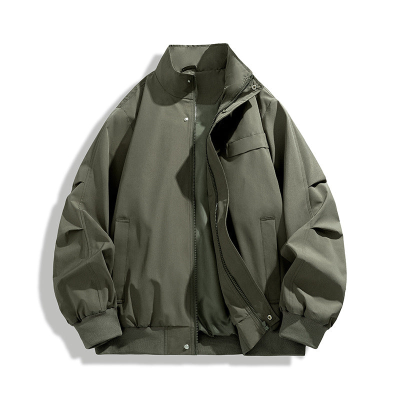 [Men's Oversize Utility Bomber Jacket with High Collar and Ribbed Cuffs Mune Fashion]