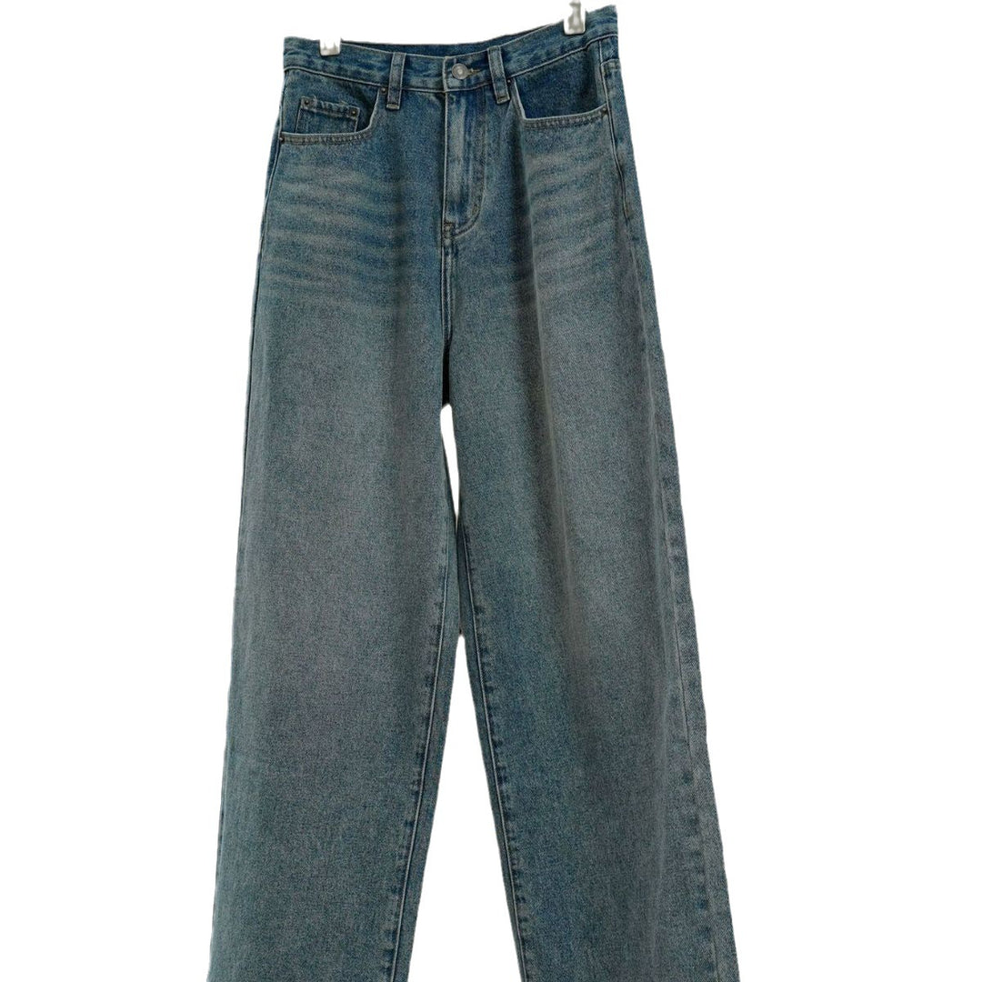 Women Extra Wide High-Waist Denim Palazzo Pants with Extended Hem Mune Fashion