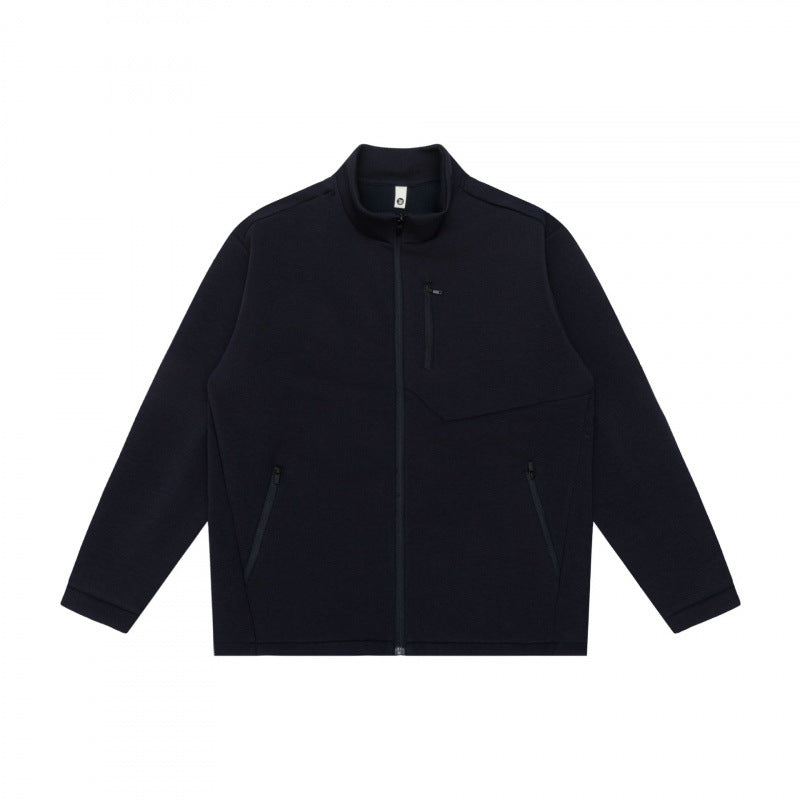 Unisex Boxy Fleece Zip Jacket with high stand-up collar, chest pocket and concealed front zipper Mune Fashion